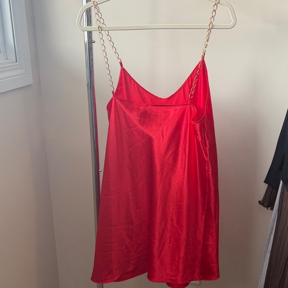Vintage Red Slip Dress with Chain Straps - Picture 4 of 7